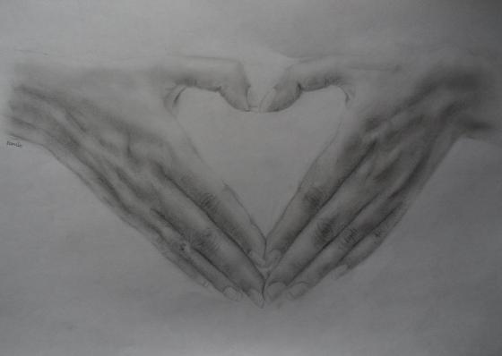 Heart hands drawing